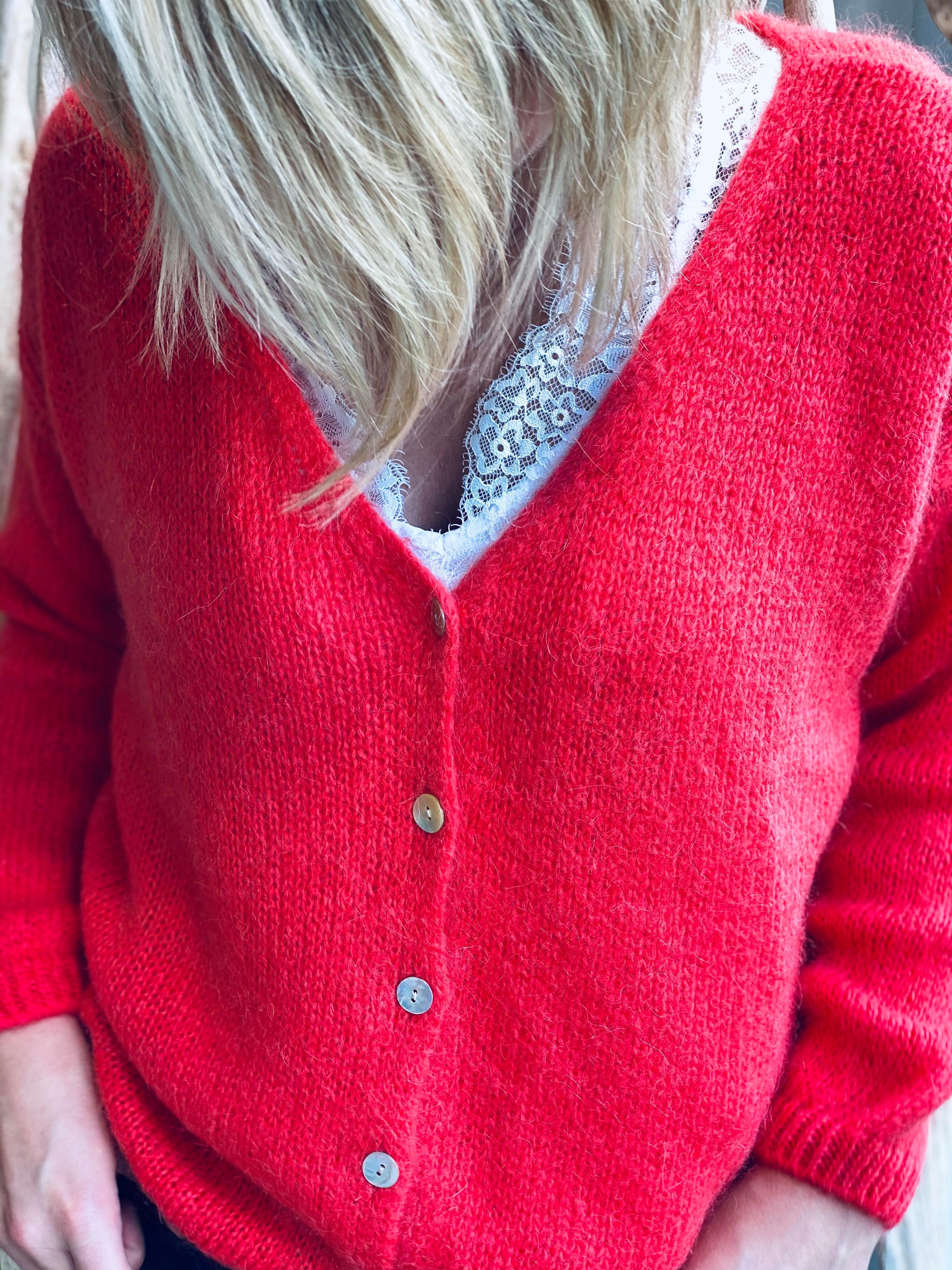 gilet rouge mohair